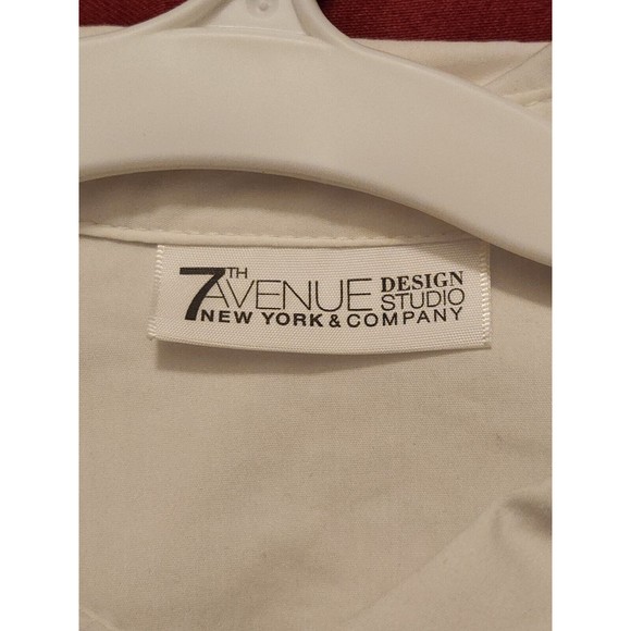 WHITE X Large New York & Co 7th Ave Design Studio Pullover Fitted Blouse Button - Picture 2 of 7